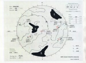 太陽外観図(NOAA)※予報官さんの手書き