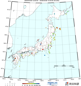 日本全域の最新地震分布