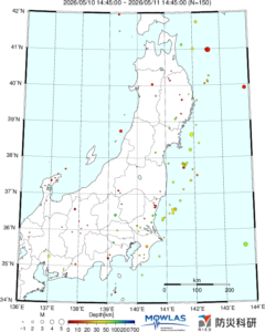 東北から関東の最新地震分布