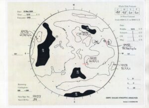太陽外観図(NOAA)※予報官さんの手書き