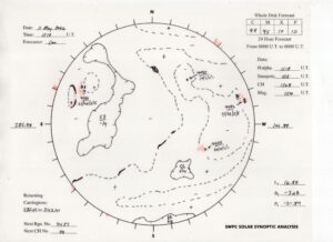 太陽外観図(NOAA)※予報官さんの手書き