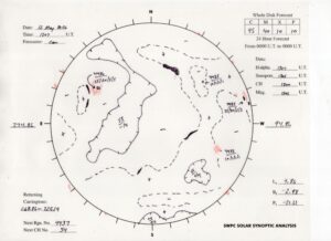 太陽外観図(NOAA)※予報官さんの手書き