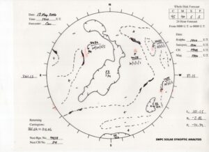 太陽外観図(NOAA)※予報官さんの手書き