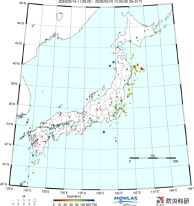 日本全域の最新地震分布