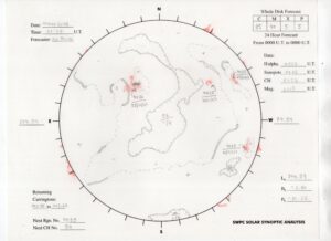 太陽外観図(NOAA)※予報官さんの手書き