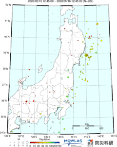 東北から関東の最新地震分布